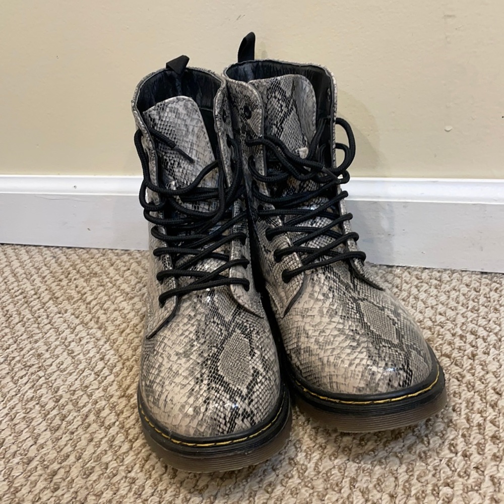Snake print Combat Boots